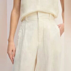 Everlane The Linen Way-High Drape Pant, Color: Canvas, Size: 2